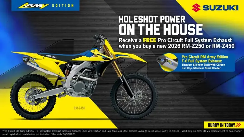 You are currently viewing Suzuki RM Army Edition – Hole Shot Power On The House