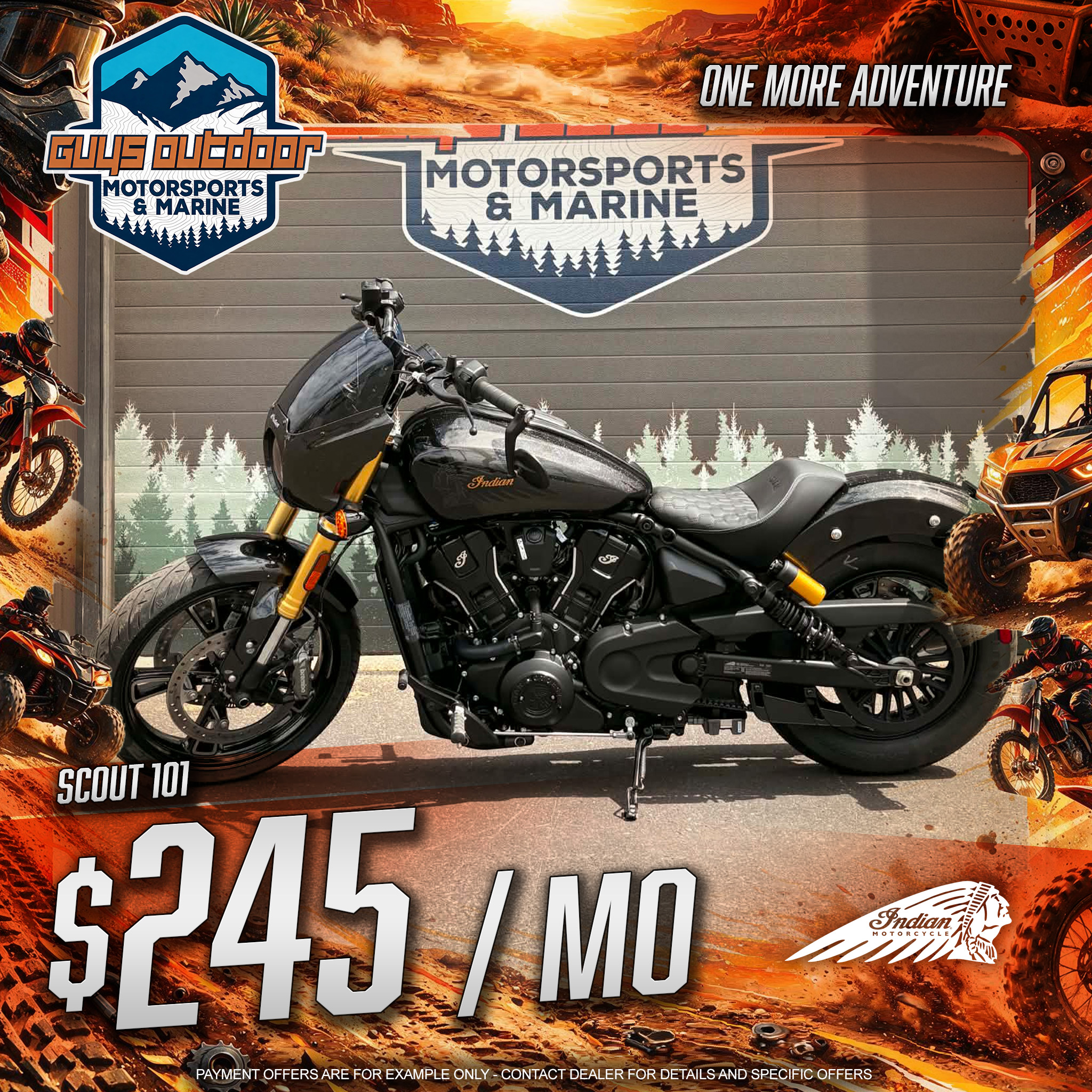 2026 Indian Motorcycle 101 SCOUT, ONYX BLACK CRYSTAL W/ GRFX, 49ST On Road Motorcycle